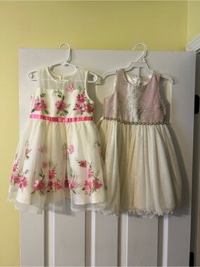 Girls 3T Ivory and Pink Floral Party Dresses
